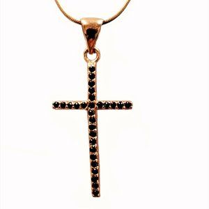 18" Rose Gold Plated Sterling Silver Cross Necklac